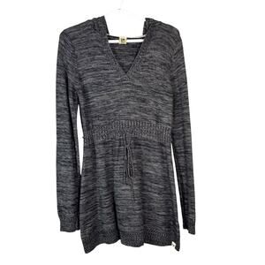 Roxy Space Dye Hooded Knit Tunic Sweater Drawstring Waist Large